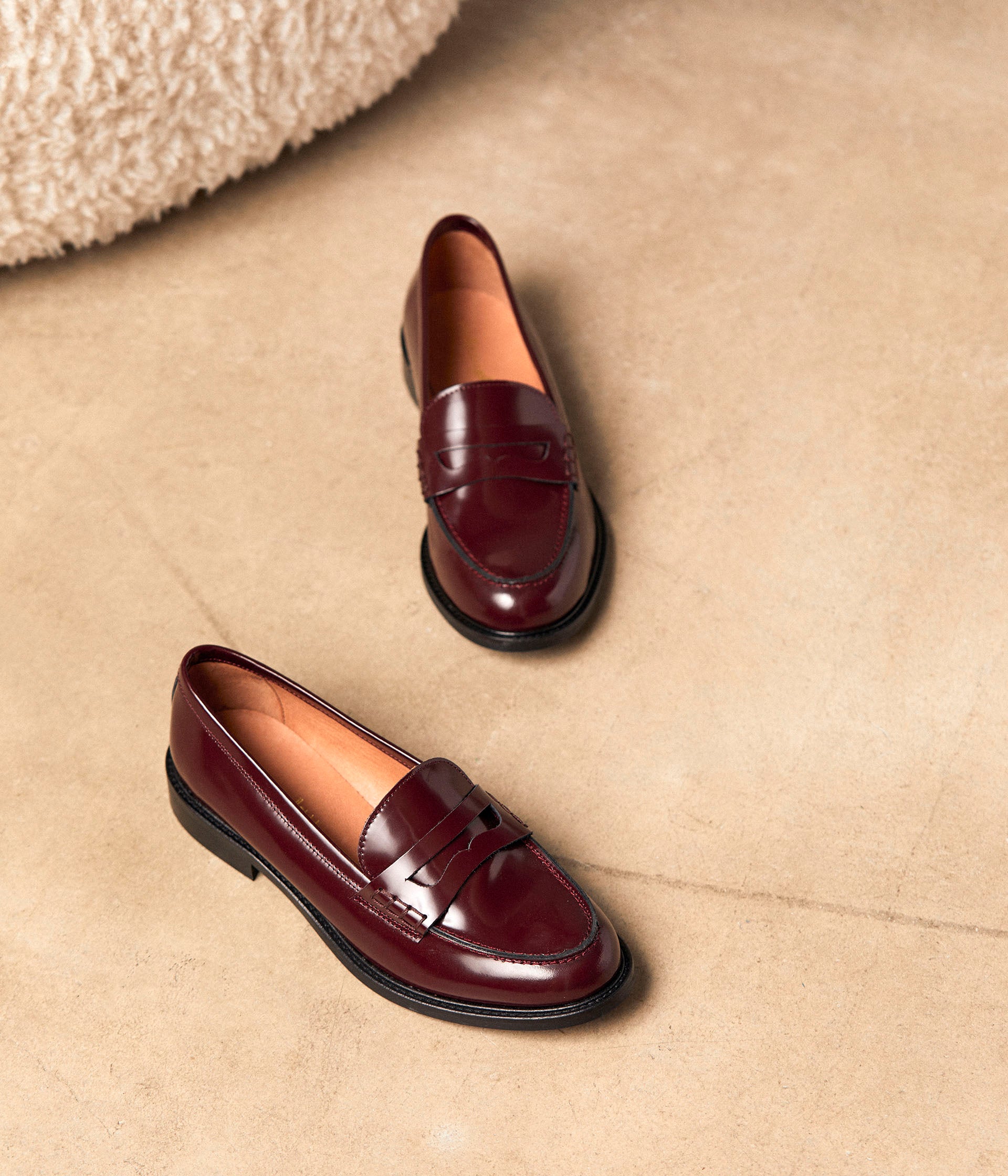 Mocassins cuir bordeaux Angella