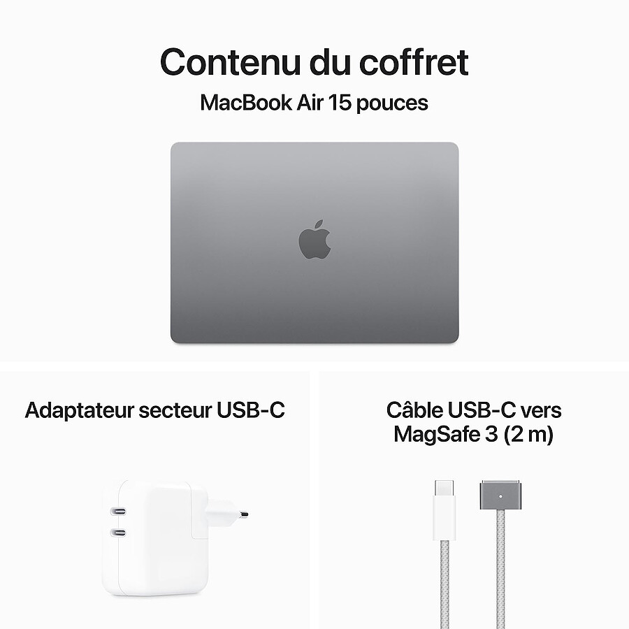 Apple MacBook Air M3 15 pouces (2024) Gris sidéral 16Go/512 Go (MXD13FN/A)