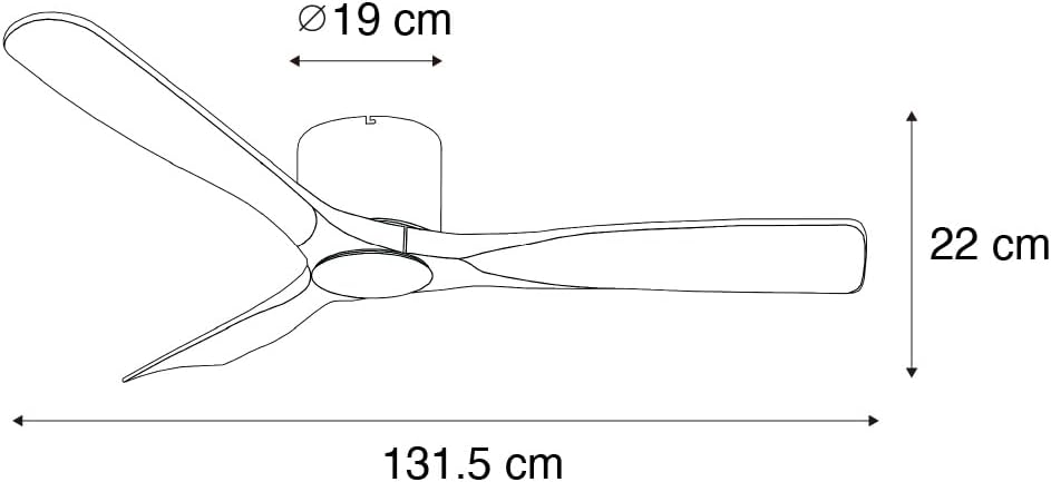 QAZQA - Modern Deckenventilator mit beleuchtung schwarz mit Holz 131,5 cm inkl. LED Dimmbar mit Fernbedienung - Jerri Dimmer I Dimmbar I Wohnzimmer I Schlafzimmer - Stahl Rund - I (nicht austauschbare