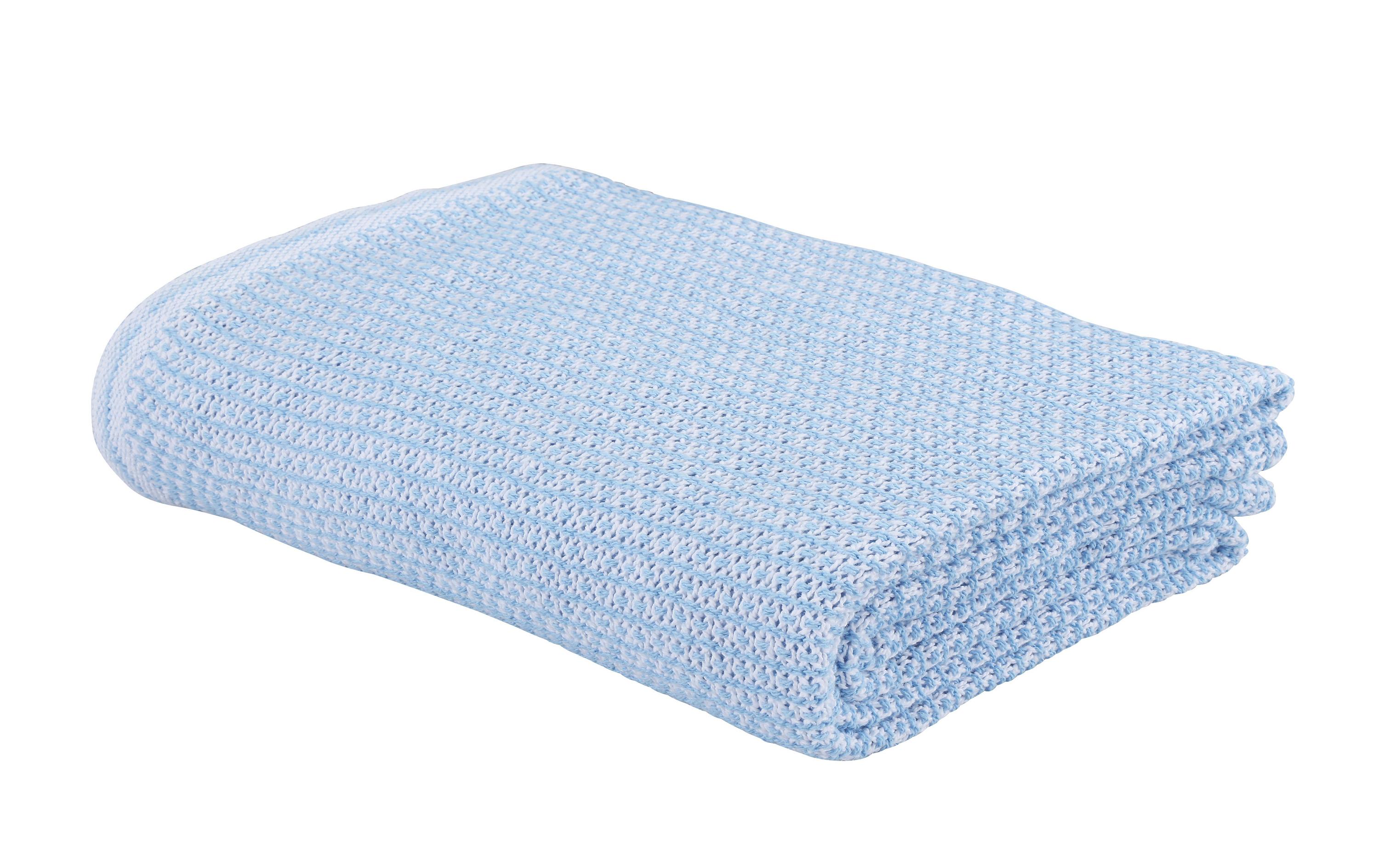 Decke Ascona 150 x 210 cm, Weiss/HellblauHäkeldecke aus 100% Oeko-Tex Baumwolle