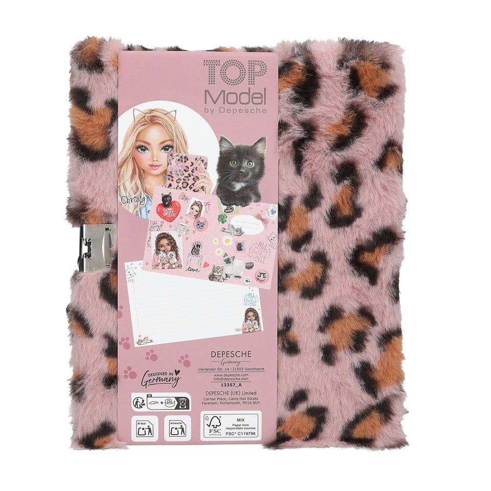 TOPModel - Dagbog Fluffy m/hjertelås, lyserød