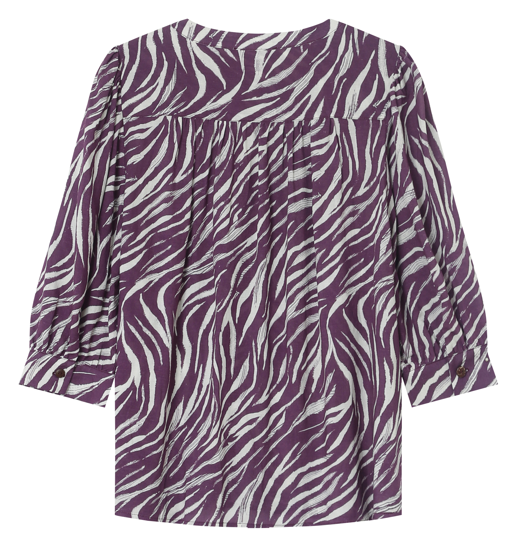 LAZULI - Blouse droite col rond à imprimé| Rose