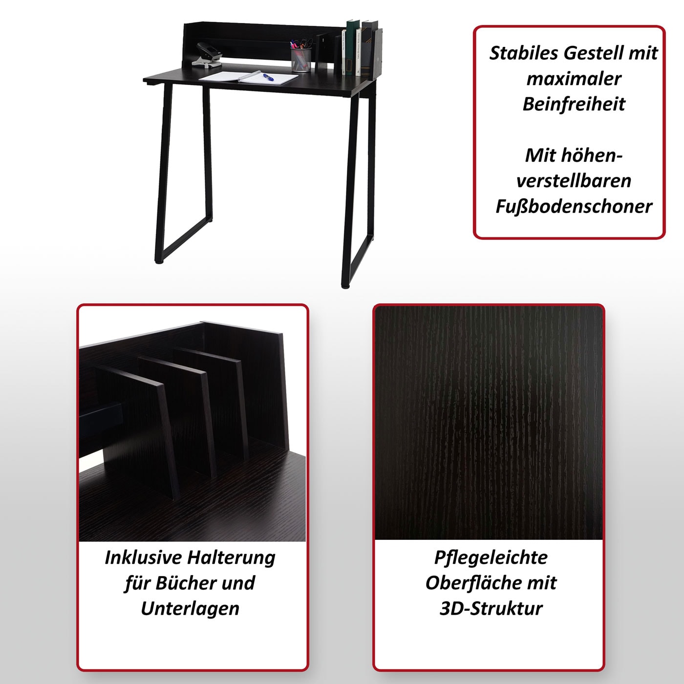 Konsolentisch MCW-K69, Telefontisch, 82x51cm 3D-Struktur, Metall MDF ~ schwarz