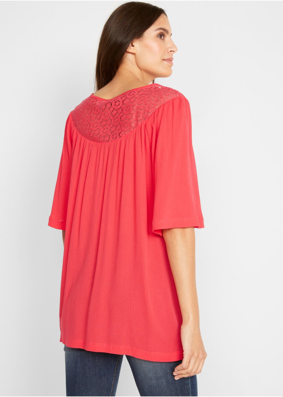 Tunique froissée en viscose, demi-manches