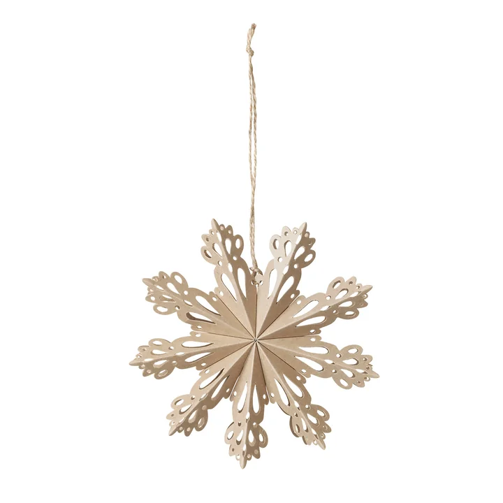 Broste Copenhagen - Christmas Snowflake Deko-Anhänger, Ø 15 cm, natural brown