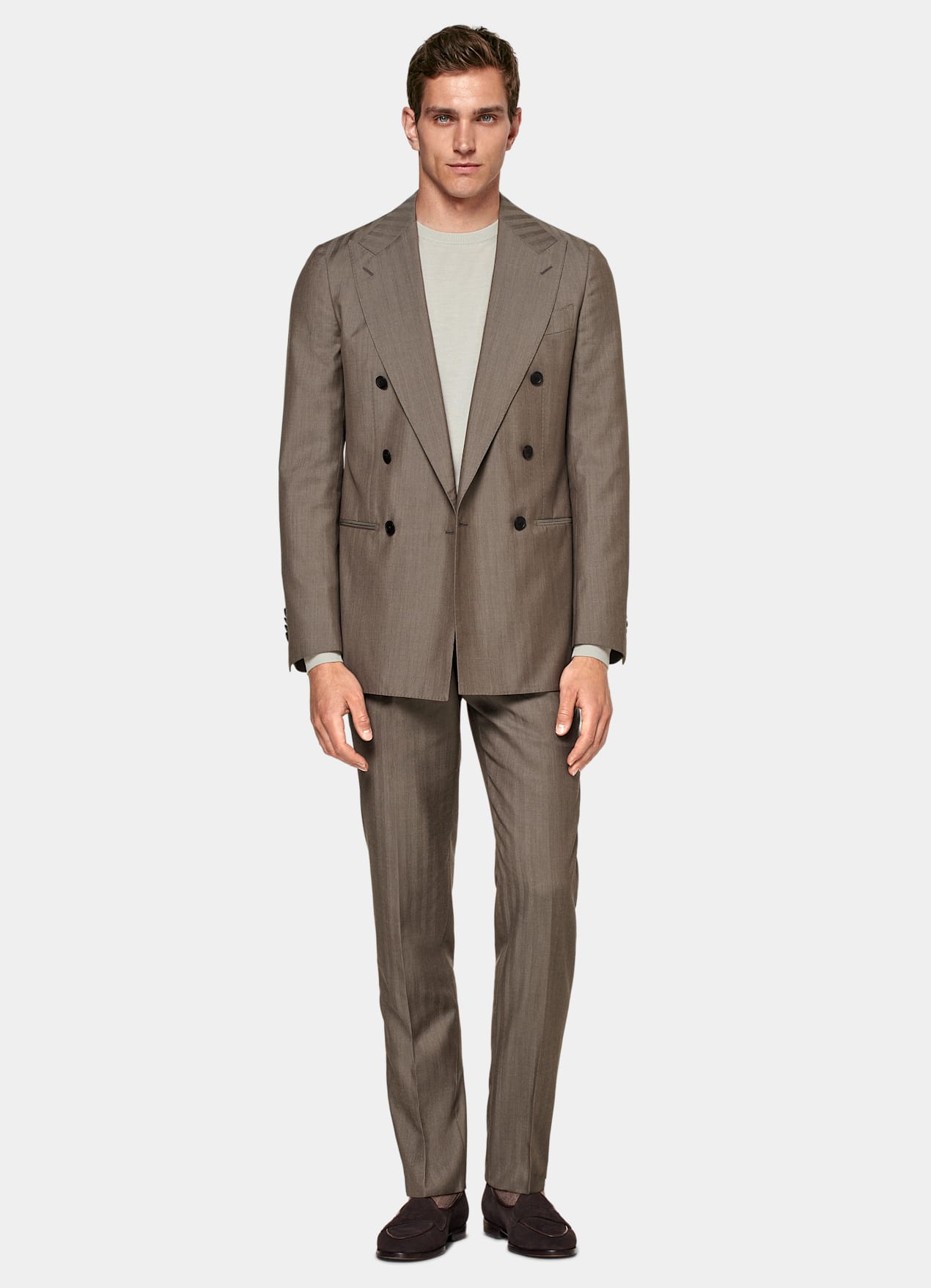 Costume Perennial Havana coupe Tailored taupe à chevrons