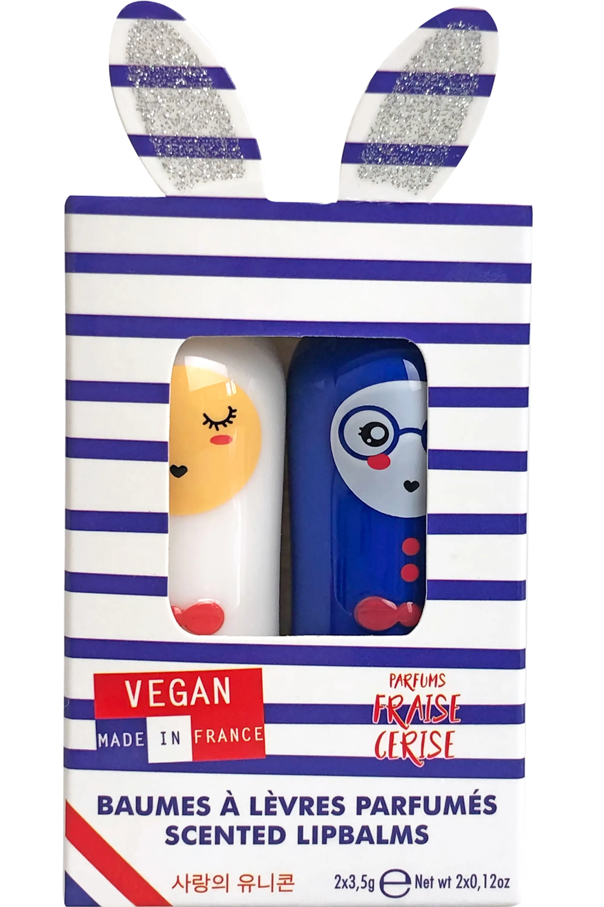 Inuwet (In Unicorn We Trust) Coffret duo Paris baumes à lèvres fraise & cerise-7 g