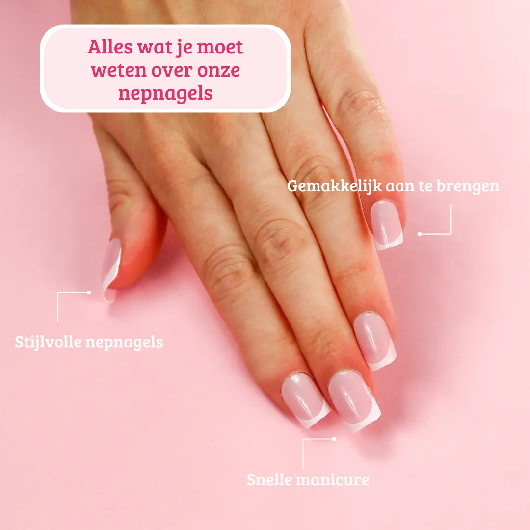 Press On French Nails White / Pink