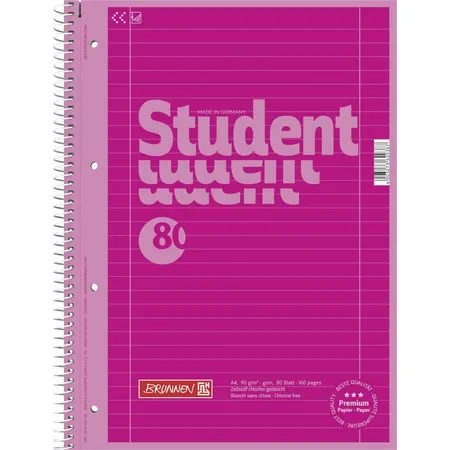 BRUNNEN Collegeblock Colour Code, pink, 90g/m², A4, 80 Blatt
