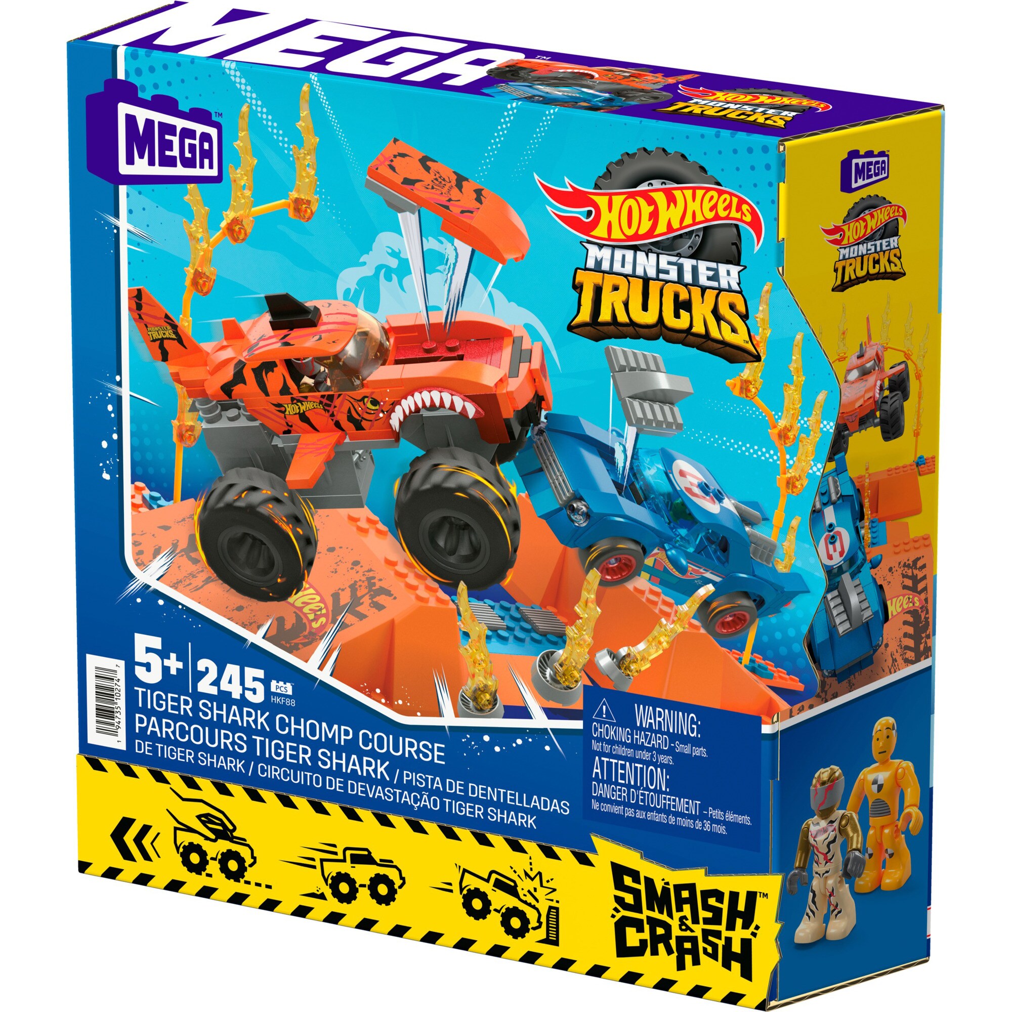Mattel Spielfahrzeug Monster Trucks Tiger Shark Crash Wettkampf
