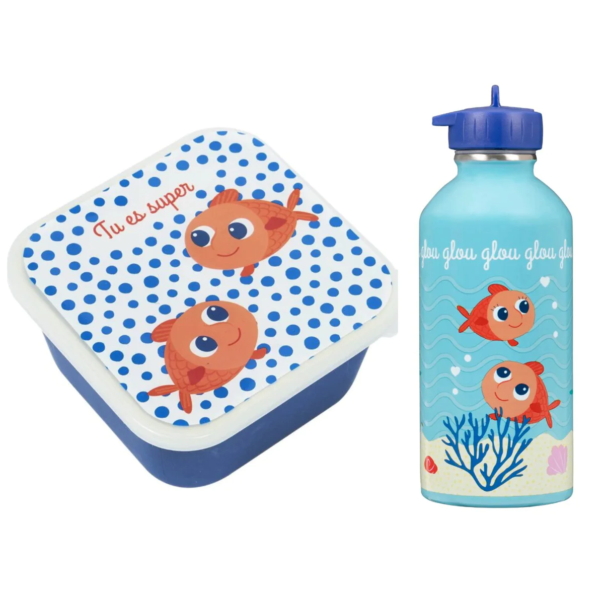 Boîte à goûter + Gourde Enfant - Poissons Toga