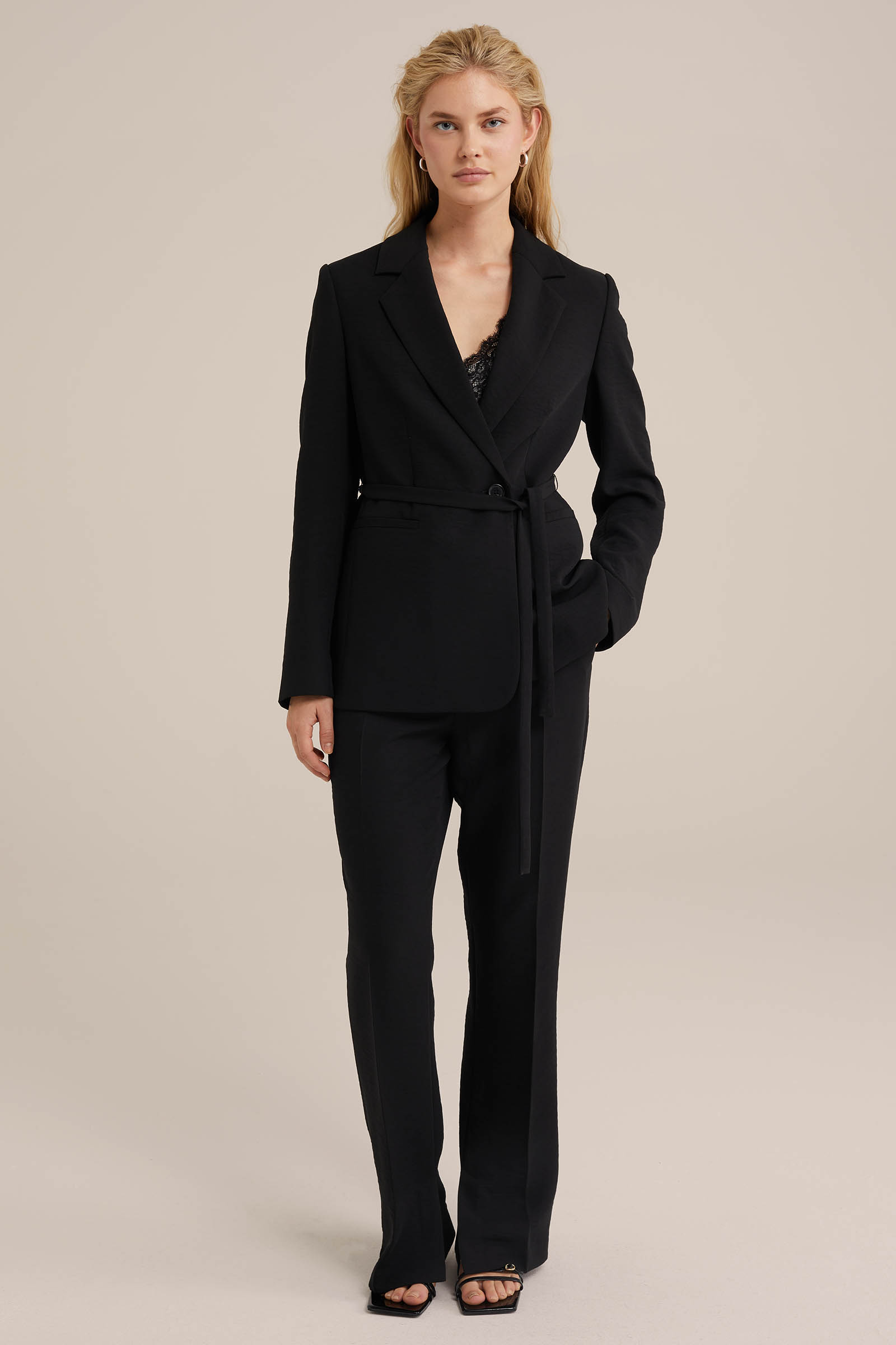 straight fit pantalon WE Fashion Zwart