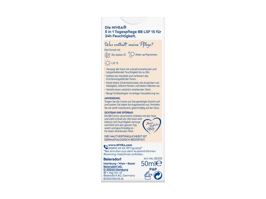 Nivea BB Creme 5-in-1 Moisturising SPF15 lys nuance