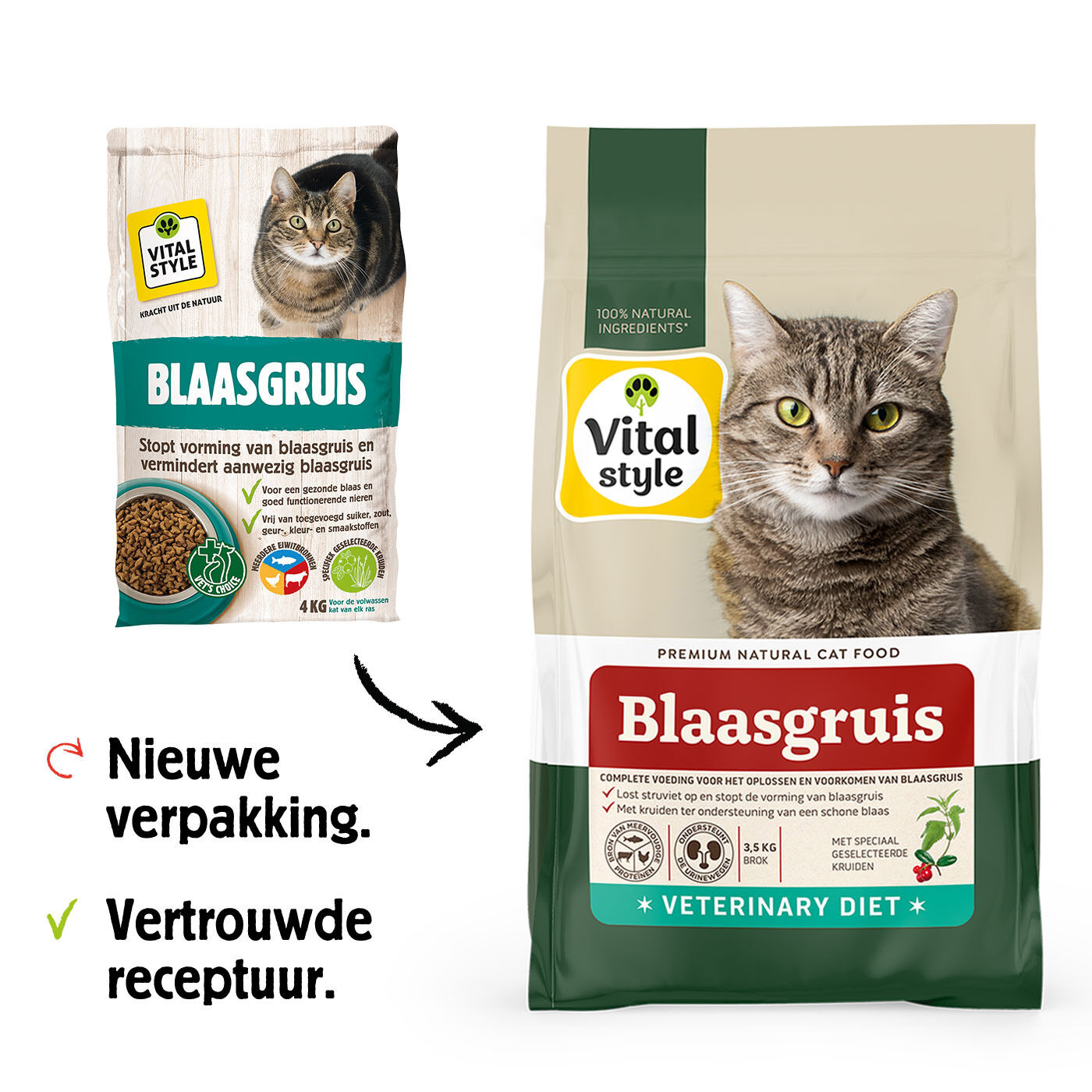 VITALstyle Blaasgruis - Kattenvoer - 1.5 Kilogram - Kip, rund