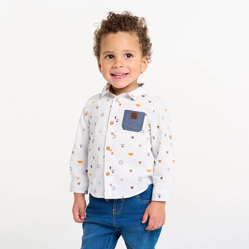Chemise modulable animaux blanc bébé garçon Blanc