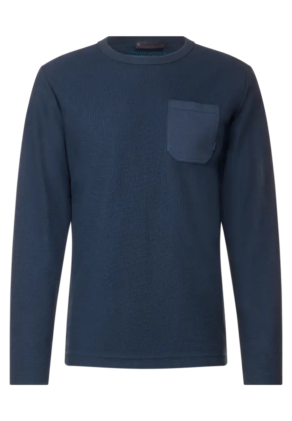 Struktur Langarmshirt - dark dust blue