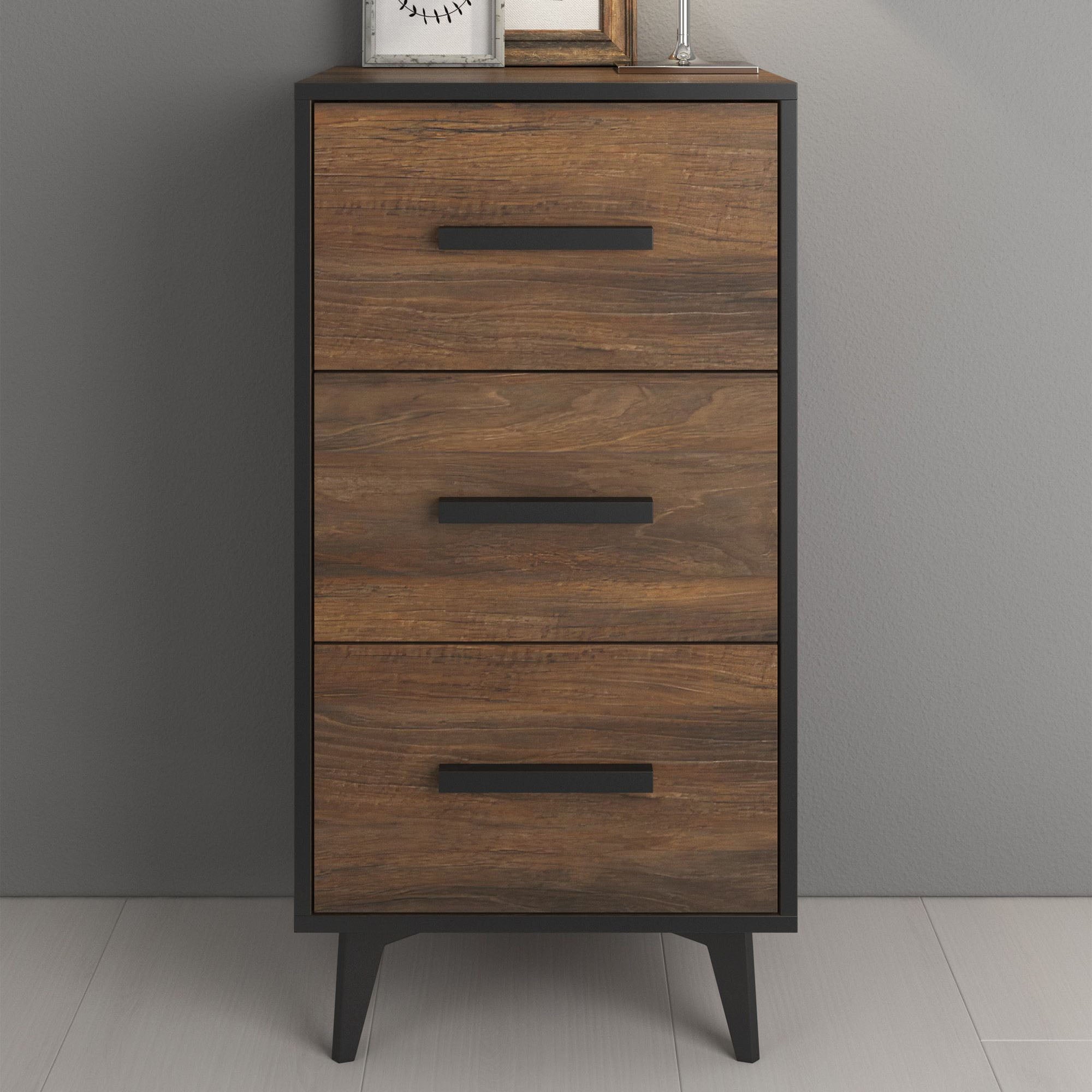 Frey - Ladekast - Donker eiken/zwart - 47x40x95 cm