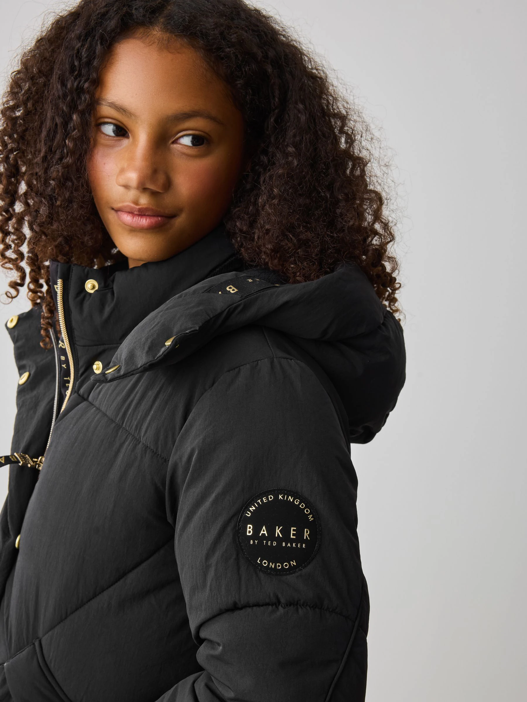 Zwart - Baker by Ted Baker meisjes regenbestendige gewatteerde lange jas