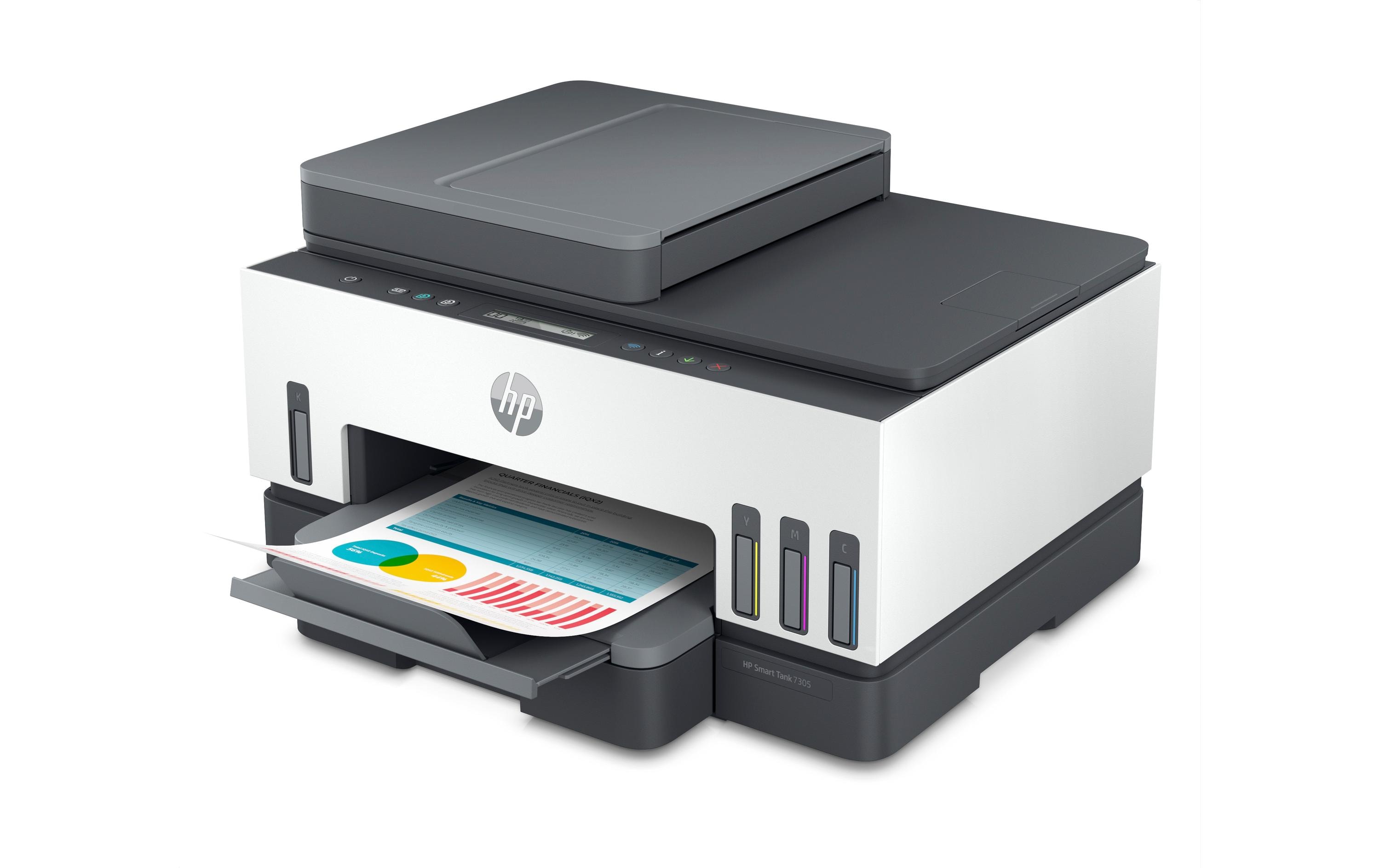 Multifunktionsdrucker Smart Tank Plus 7305 All-in-One<br>3-in-1-Drucker mit WLAN, LAN, USB und Bluetooth-Konnektivität sowie intelligentem Farbtank-System