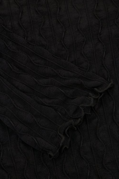 Zwarte mesh top met flared mouwen & structuur
