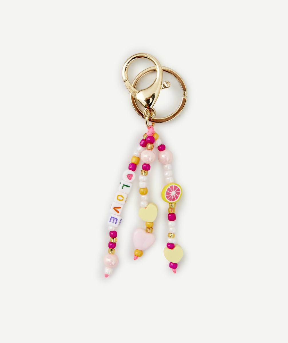 PORTE-CLÉS FILLE AVEC PERLES COLORÉES ET MESSAGE