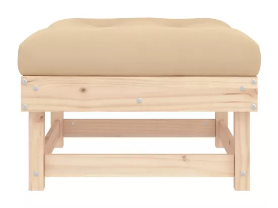 Repose-pied de jardin avec coussin bois de pin massif