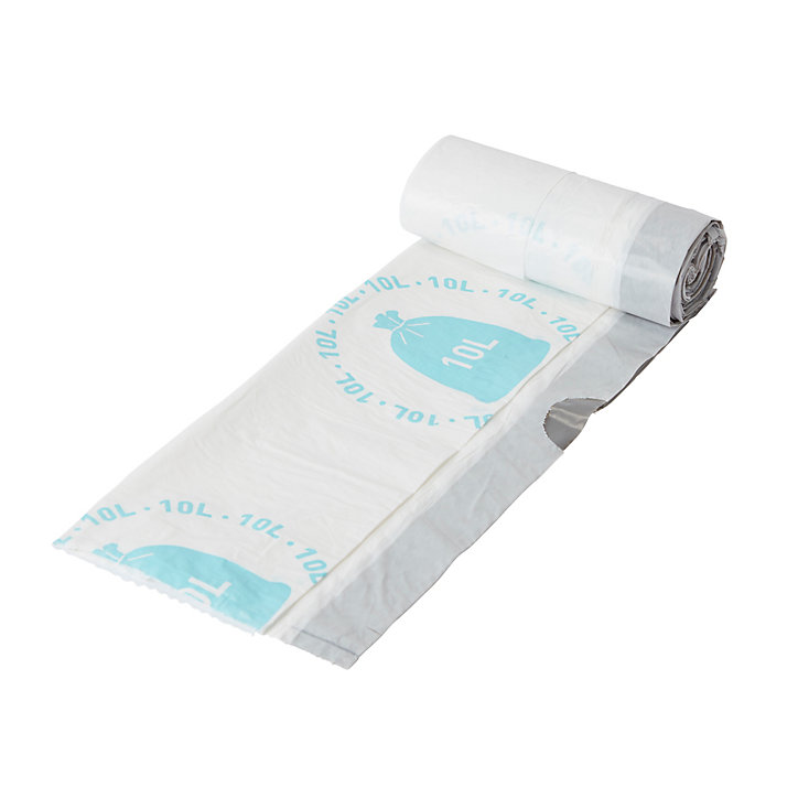 Lot de 20 sacs poubelles à poignée 10L blanc