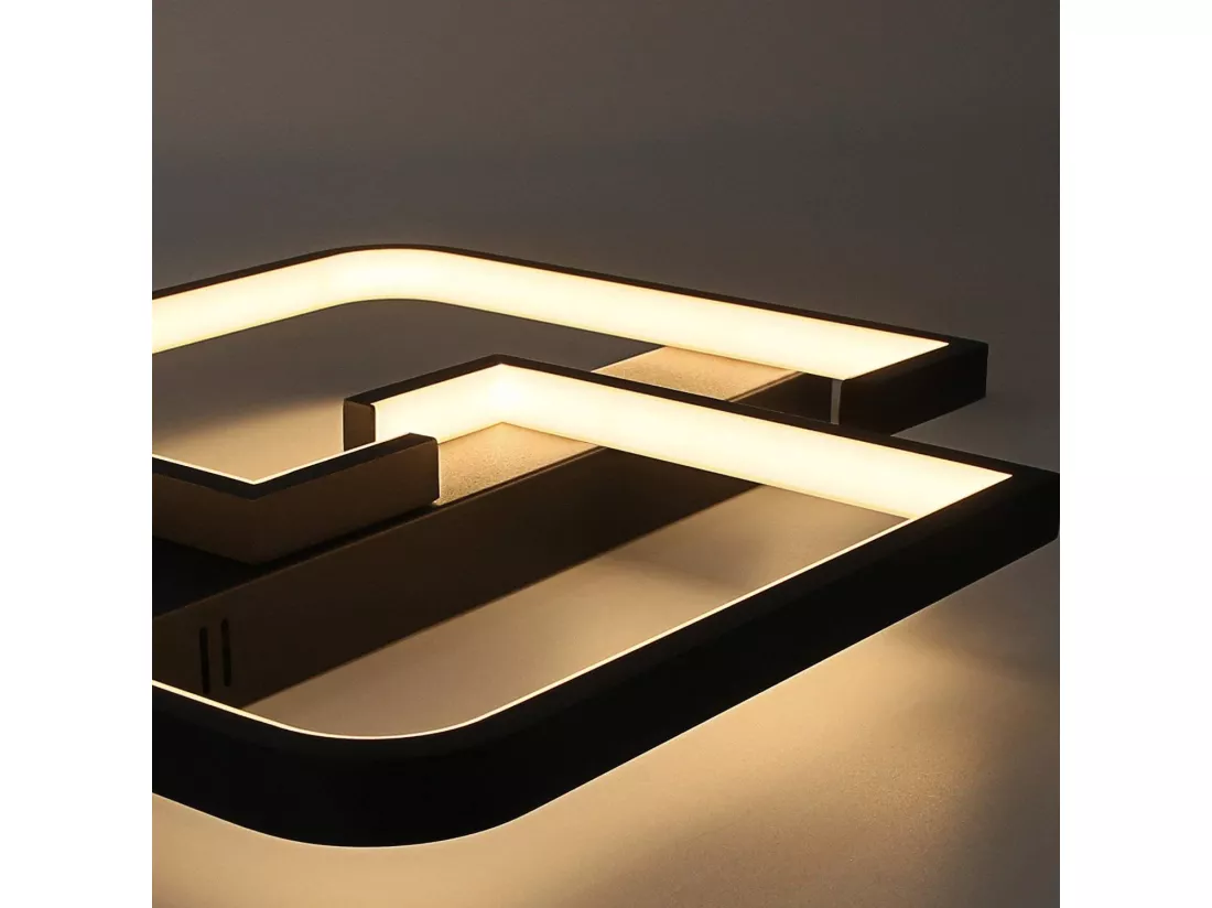 NETTLIFE plafonnier LED 35W noir lampe de salon dimmable avec télécommande design moderne lampe de table à manger lampe de bureau lampe de couloir