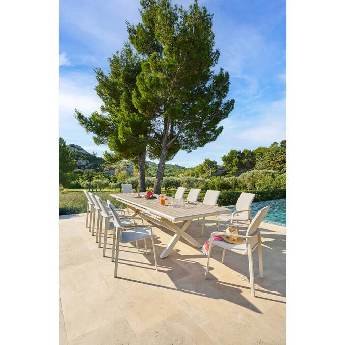 Table de jardin extensible AXIOME Lin & Argile