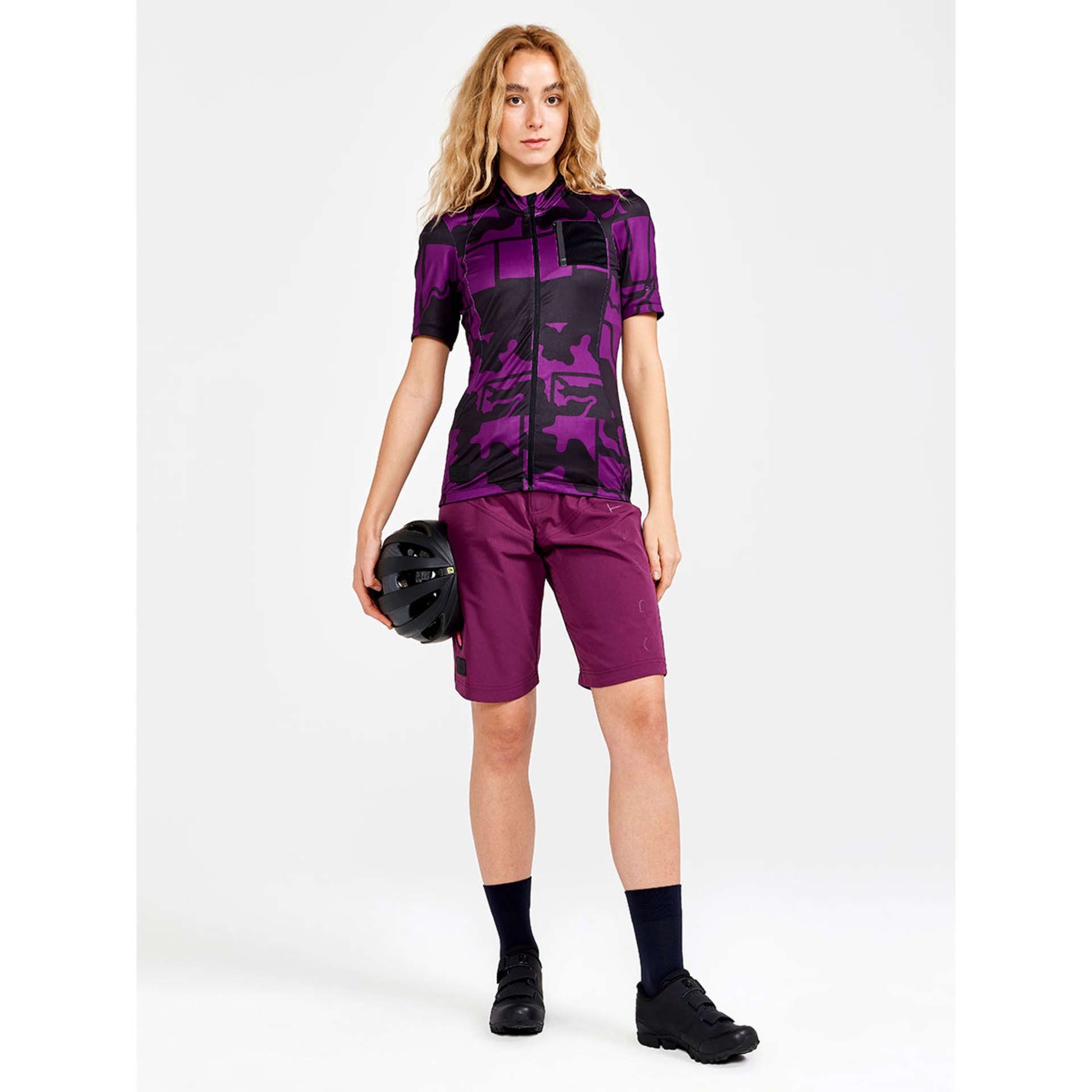 Craft ADV Bike Offroad Fietsshirt Korte Mouwen Paars/Zwart Dames
