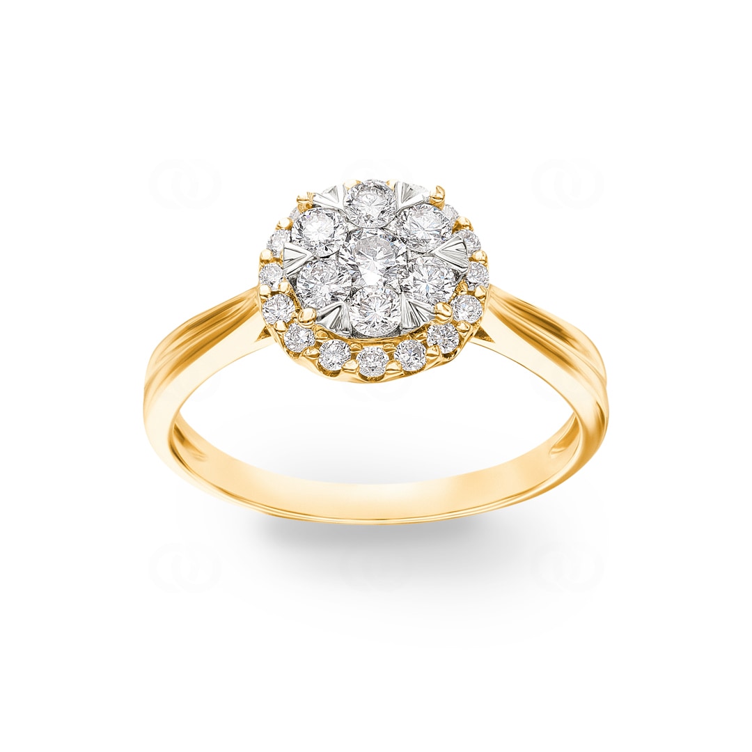 0.51 Karat Diamanten Halo Verlobungsring 750/18 K Gelbgold
