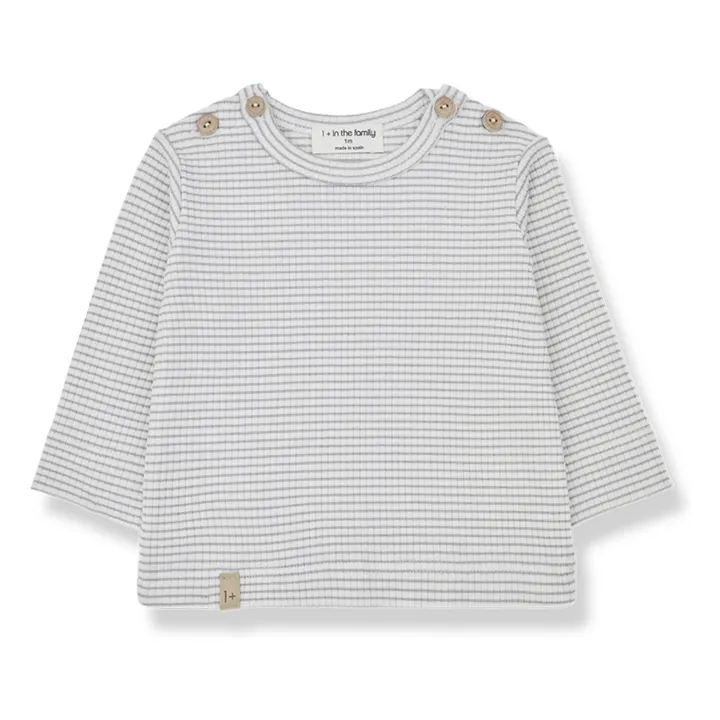 1+ in the family T-shirt OT Rayé | Gris galet