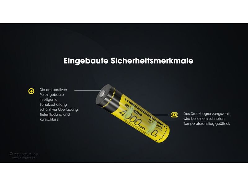 Nitecore Akku NL1840HP 4000 mAh Akku für verschiedene Nitecore-Stirnlampen