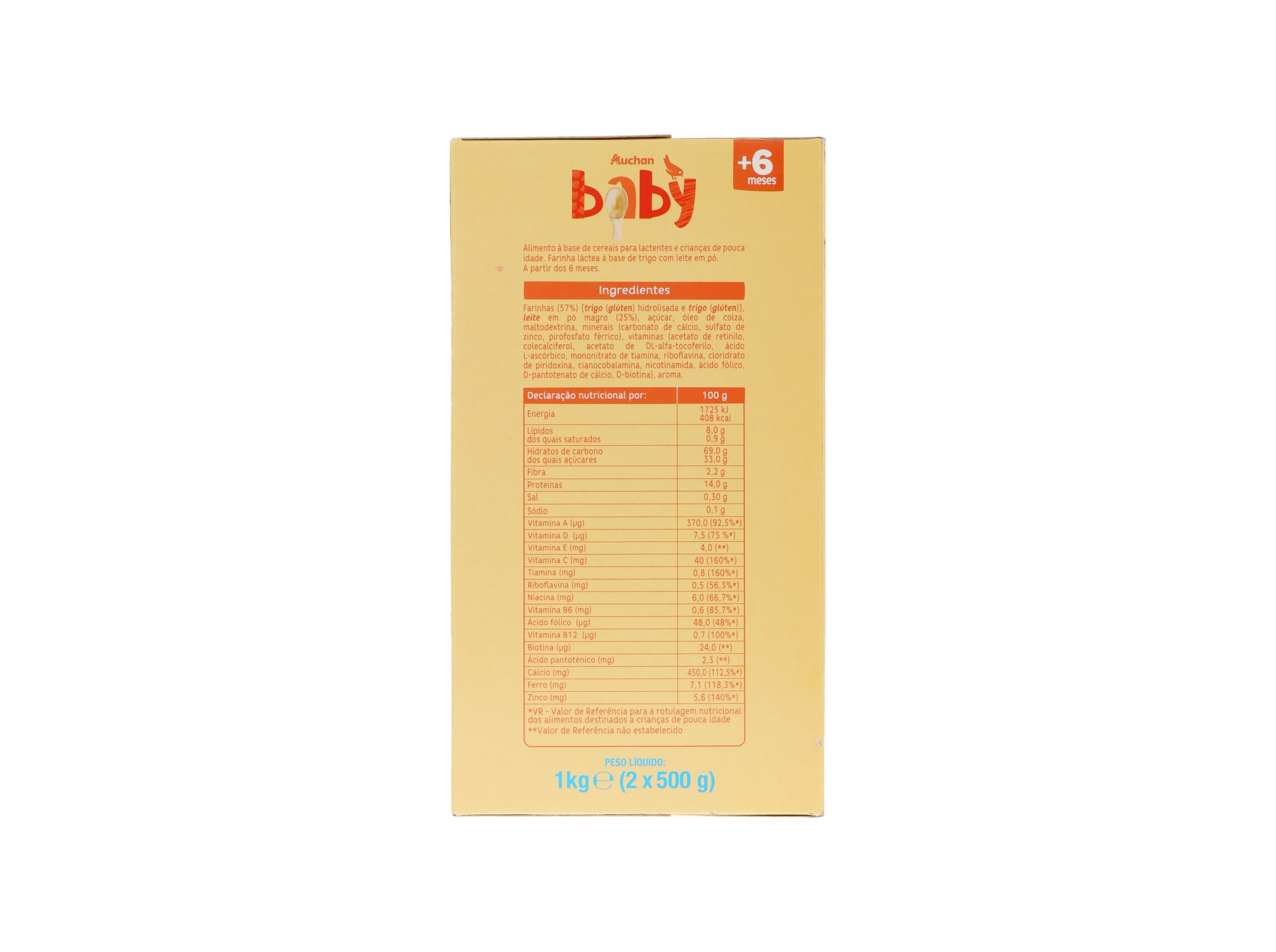 PAPA INFANTIL AUCHAN BABY LÁCTEA CEREAIS 1KG #