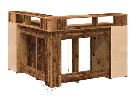 Bureau avec lumières LED vieux bois bois d'ingénierie