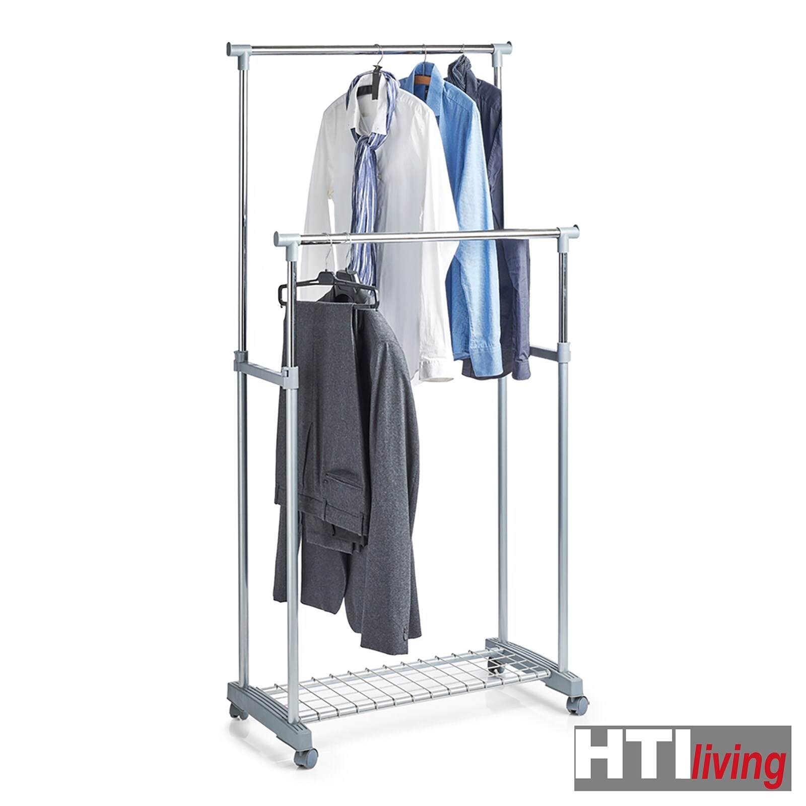 HTI-Living Rollkleiderständer, 2-stufig Metall, Kunststoff