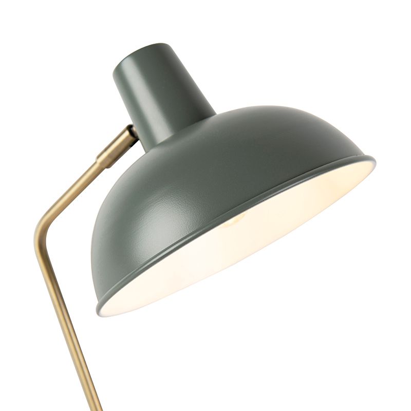 Retro tafellamp groen met brons - Milou