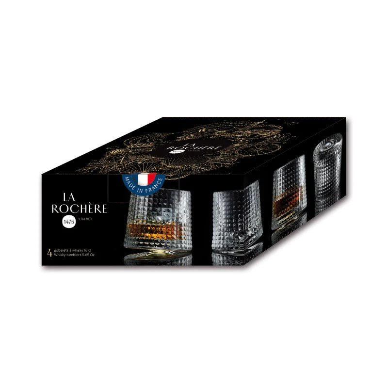 Lot de 4 verres à whisky, BLOSSOM La Rochère