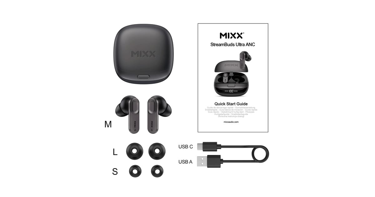 MIXXStreamBuds Ultra ANC Noise Cancelling Earbuds in-ear oortjes  (Zwart)