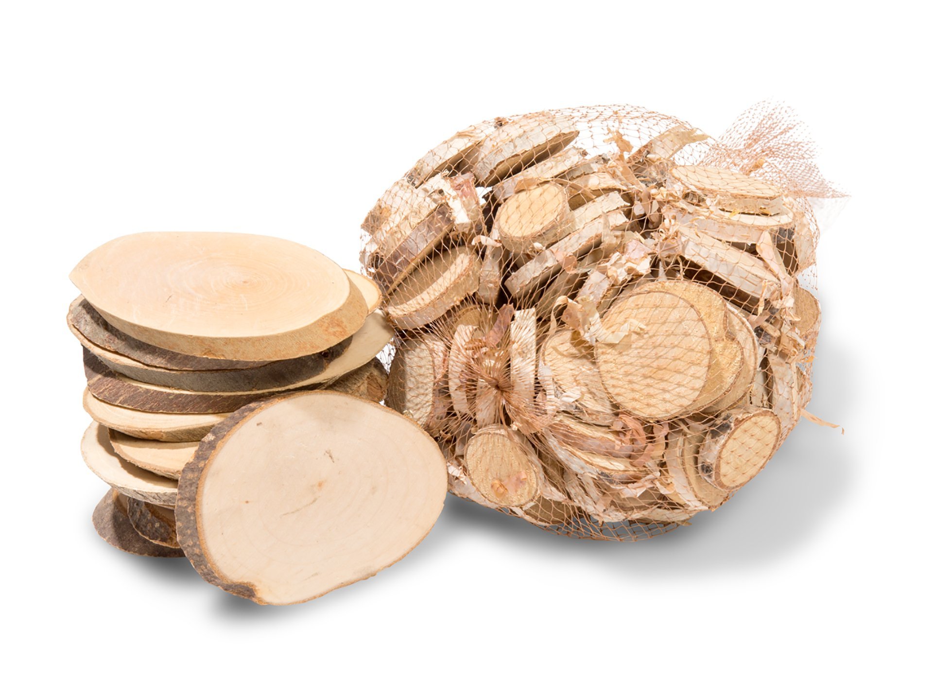 Holzscheiben mit Rinde