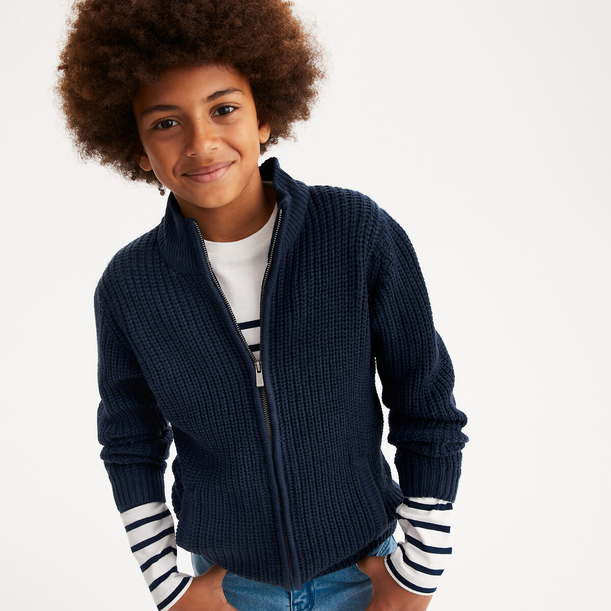 COLEÇÕES LA REDOUTE<br>Cardigã com gola alta e zíper