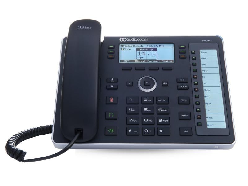 Audiocodes Tischtelefon 440HD Skype for Business Schwarz Ein modernes Business-Telefon der Mittelklasse mit integriertem Sidecar für Kurzwahlkontakte und Präsenzüberwachung
