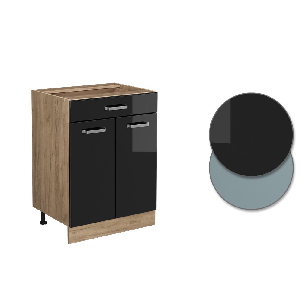 Vicco Schubunterschrank Küchenschrank R-Line Solid Eiche Blau Grau 60 cm modern