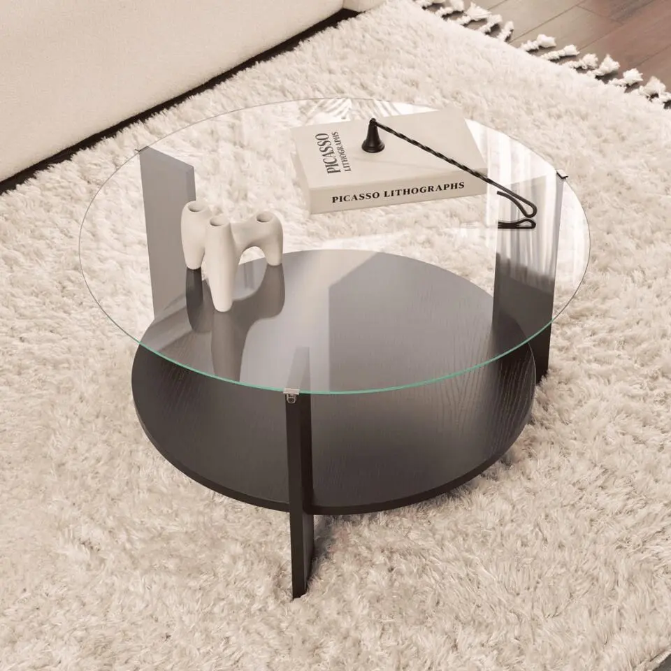 CALICOSY - Salontafel met 2 bladen CLARA - 75x75x40 cm