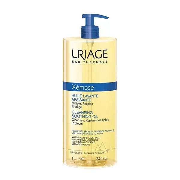 Uriage Xémose Óleo de Limpeza Corporal Suavizante para Pele Seca e Atópica 1L
