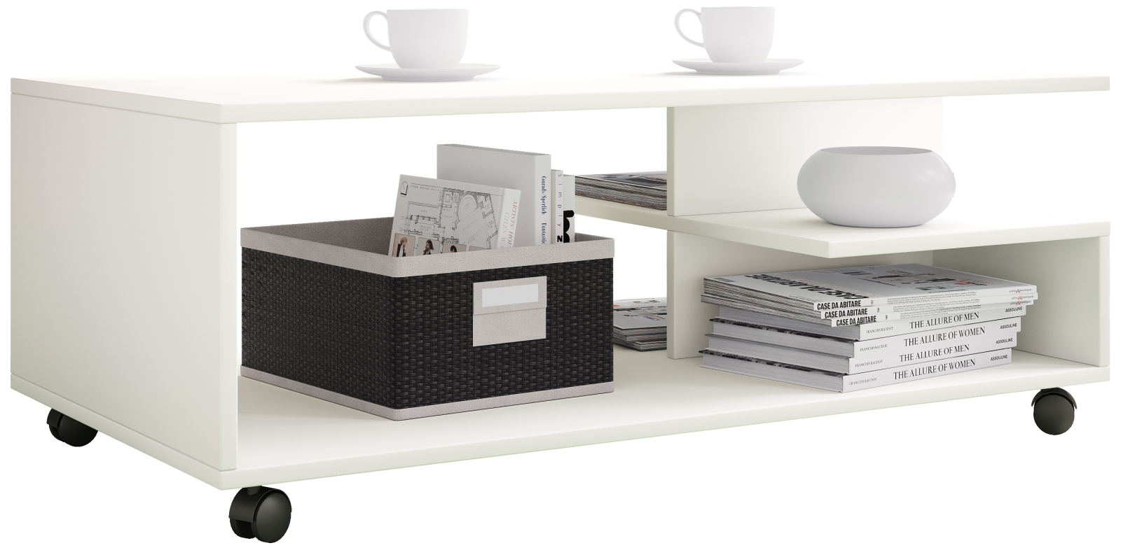 Couchtisch STANGO XL - weiß - mit Rollen