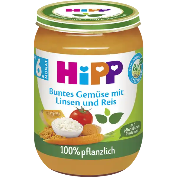 Bio Buntes Gemüse mit Linsen und Reis ab 6. Monat