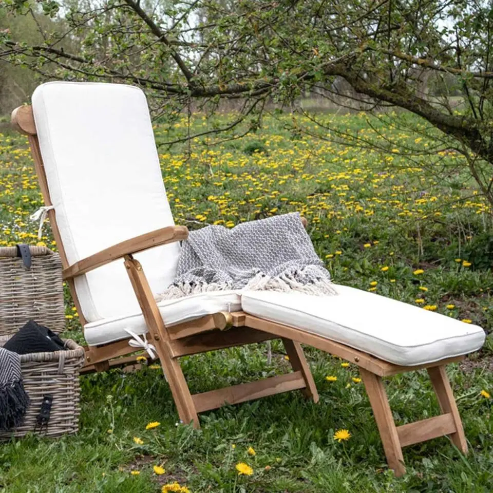 Artichok Jildou ligkussen voor tuin loungestoel gebroken wit - 197 x 55 cm
