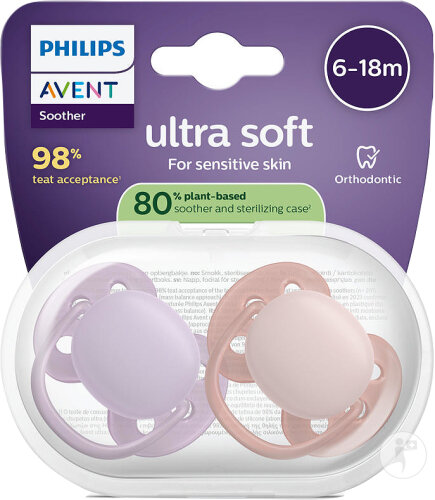 Philips Avent Sucette +6m Soft Rose/ Lilas 2 Pièces