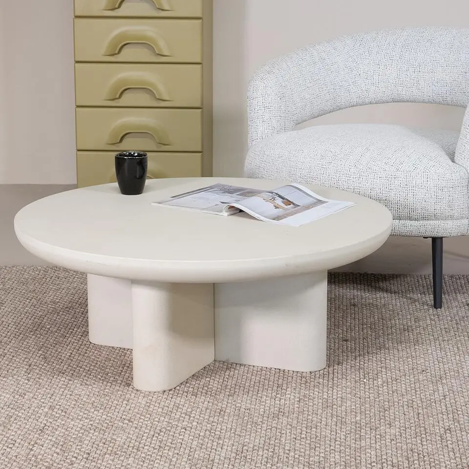 Salontafel Rond 90cm - Beige Betonlook - Miso